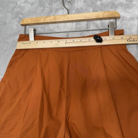 We Wore What Shorts Womens Large Brown High Waist Pleated Cotton Pockets Zipper - Picture 9 of 12